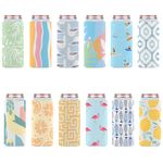 Slim Can Cooler Sleeves (12-Pack) Soft Insulated Koolie for White Claw Seltzer & Slim Beer - HTV Blanks for Vinyl Projects - Skinny Bulk - Tall Coolies