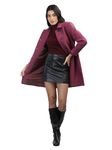 CHKOKKO Winter Wear Single Breasted Long Coat for Women Plum L