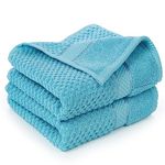 Ample Decor 100% Cotton Sky Blue Hand Towel for Bathroom Set of 2- Super Soft, Quick-Dry, Highly Absorbent, Popcorn Textured - Mulaayam Collection - 18 X 28 Inch