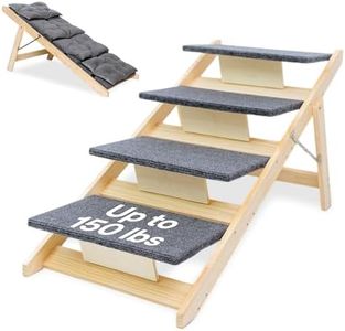 4 Step Dog Stairs for Small, Medium, & Large Breeds - Wooden Pet Stairs for High Beds - Folding Dog Steps for Indoor & Outdoor Use - Great Alternative to Pet Ramp for Car or Truck