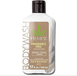 Hempz Body Wash - Fragrance Free - Hydrating for Sensitive Skin, Scented, Exfoliating with Shea Butter, Pure Hemp Seed Oil, and Algae for Sensitive Skin - 17 fl oz