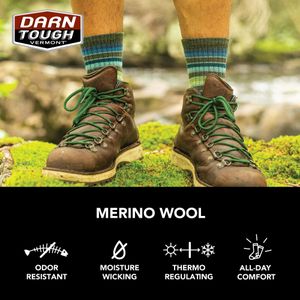 Darn Tough Men’s Light Hiker Merino Wool Micro Crew Socks, Cushioned, Denim Large