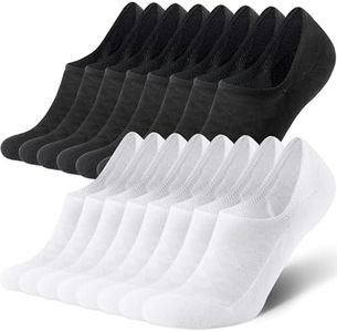 CS CELERSPORT 8 Pairs No Show Socks Men with Cushion Low Cut Invisible Non Slip Socks, Large, Black+White