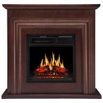 JAMFLY Wood Electric Fireplace Mantel Package Freestanding Heater Corner Firebox with Log Hearth and Remote Control, 750-1500W Dark Espresso Finish