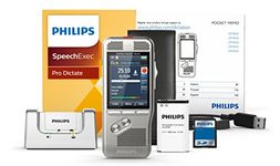 Philips DPM8200 Digital Voice Recorder, Slide Switch Operation, 3D Microphone for Stereo Sound Recording, Colour Display, Stainless Steel Housing, Includes Voice Recorder Software SpeechExec Pro 10