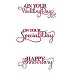 On Your Special Day Wedding Day Words Happy Anniversary 3 PCS Die Set Metal Cutting Dies for Scrapbooking Embossing Craft Cardmaking Gift Greeting Card Art Decoration Album Handmade Template Die-cuts