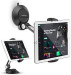 AboveTEK iPad Suction Mount, Phone Tablet Stand Holder with Suction Cup Fits 4"-11" Tablet/Phone, Sticky iPad Mount on Window Bathroom Mirror (Black)