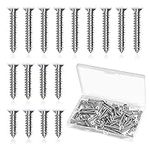 AIEX 120pcs #8 White Screws, 304 Stainless Steel Wood Screws Metal Screws White Flat Head Wood Screws Self Tapping Screws Wood Screws Assortment for Wall Panel Screw Replacement (3 Sizes)