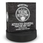 Viking Revolution - Activated Charcoal Soap with Dead Sea Mud – Body and Face Black Soap Bar – Exfoliating & Cleansing - Peppermint & Eucalyptus Scent - 1 Pack - 1 Oz / 28 g