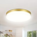 ASHUAQI LED Ceiling Light, 36W Gold Ceiling Light, 4000K Natural White Ceiling Lights, 3240LM Round Ceiling Light for Kitchen, Bedroom, Hallway, Utility Room, Laundry, Toilet, Porch, Ø23 CM