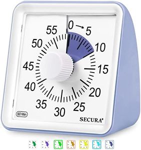 Secura 60-Minute Visual Timer, Classroom Timer, Countdown Timer for Kids and Adults, Time Management Tool for Teaching (Purple & Purple)