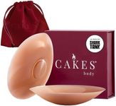 CAKES Body® sticky Circle Nipple Covers for Women - The Viral Sticky Boobs With an Adhesive-free nip nook™ - Silicone Nipple Covers with Travel Pouch - Caramel, Itty Bitty Size (AA-A)