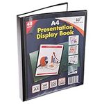 A4 40 Pocket Display Book Presentation Folder Portfolio (80 Views) Project Book Certificate Folder Plastic Wallets (1 Book)