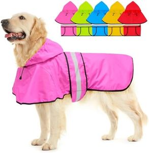 Dolitego Dog Raincoat - Reflective Dog Rain Coat, Waterproof Dog Jacket, Adjustable Dog Rain Jacket with Hoodie, Lightweight Dog Poncho Slicker for Small Medium Large Dogs (X-Large, Pink)