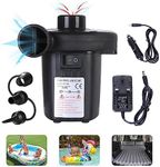 mebiusyhc Electric Air Pump,Portable Quick-Fill Air Pump with 3 Nozzles,110V AC/12V DC,Perfect Inflator/Deflator PumpsOutdoor Camping,Inflatable Cushions,Air Mattress Beds,Boats,Swimming Ring,Black