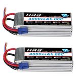 HRB 2packs 6S 22.2V 4000mAh 60C Lipo Battery with EC5 Plug Compatible with RC Helicopter Airplane Car Boat Truck