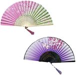 AWOCAN 2PCS Hand Fan Hand Folding F