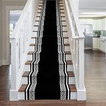 runrug Stair Runner Rug - Staircase Carpet Runner for Stairs - Stain Resistant Stair Carpet Rug Runner - Ideal for High Foot-Traffic Areas - 60cm Wide x 510cm Long - Key, Black