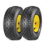 MaxAuto 13x5.00-6 Lawn Mower Tires with Rim 13x5.00-6 Tire and Wheel 13x5-6 NHS Tire 13x5x6 Pneumatic Tire with Tube, 3" Centered Hub, 3/4" Bushings