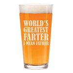 16 oz Beer Pint Glass World's Greatest Farter Father Funny Dad Gift