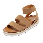 DREAM PAIRS Women's Camel Open Toe Elastic Ankle Strap Espadrille Flatform Platform Wedge Sandals Size 8 M US Jimmie