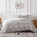 Southshore Fine Living, Inc. Oversized Comforter Bedding Set Down Alternative All-Season Warmth, Soft Reversible Floral Bedspread 3-Piece, Two Matching Shams, Winter Brush Sand,King/California King