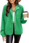 Zeagoo Cozy Fleece Jackets Snap Button Down Fall Jackets for Women 2024 Stand Collar Warm Winter Coat