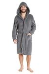 CityComfort Men Coral Fleece Dressing Gown (XL, Grey Hooded)