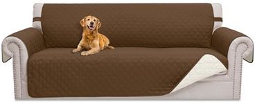HOMERILLA Couch Cover for 3 Cushion Sofa, Dog Covers for Pets, Reversible Furniture Protector With Elastic Straps (68" Sofa, Brown/Ivory)
