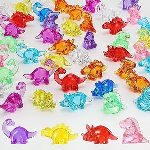 HAPTIME 50 Pcs Mini Dinosaur Figures, Mini Resin Animals to Hide, Sensory Bin/Treasure Box Toys, Bulk Plastic Dinosaur Party Favors, Small Classroom Prizes, Tiny Figurines for Kids, Vase Filler