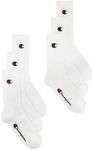 Champion Unisex Core 6pp Crew Ankle Socks, White, 6 8 UK