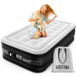 Airefina Air Mattress Single, Airbed with Built-in Electric Pump, Inflatable Mattress in 3 Mins Self-Inflation/Deflation, Inflatable Bed Flocked Surface Blow Up Bed for Home Camping Use, 190x99x46cm