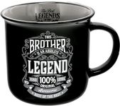 Pavilion Gift Company - Brother Absolute Legend - Ceramic 13-Ounce Campfire Mug, Double Sided Coffee Cup, Brother Mug, Brother Gifts from Sister, 1 Count (Pack of 1), 3.75” x 5” x 3.5”, Black/Gray