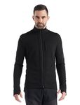 Icebreaker Merino Men's Quantum Iii Long Sleeve Wool Athletic Full Zip Sweater Sweatshirt, Black, X-Large