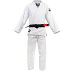 FUJI All-Around Brazilian Style Jiu Jitsu Uniform, White (Black Lettering), Size A5