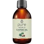 Pure World Natural Castor Oil 250ML Cold & Freshly Pressed 100% Pure and Undiluted Hexane Free Nourish Your Skin and Hair Eyebrows, Nails, Beard, Hair, Eyelash Growth Food Grade