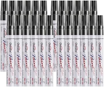 Overseas Paint Pens Paint Markers Bulk - 24 Pack Black Permanent Oil Based Markers Set, Quick Dry, Waterproof, Medium Tip Marker Pens for Metal, Rock, Ceramic, Wood, Plastic, Canvas, Glass, Rubber