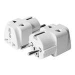 MX Europe Travel Adapter, European Plug Adapter Schuko Plug 2 Way 3 Pin Universal Travel Adapter Europe, Type E/F European Plug, Worldwide Travel Adapter, multiplug sockets Conversion Plug - White