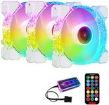 3 Pack RGB Case Fans, 120mm Ultra-Quiet RGB Chassis Cooling Fans, Equipped with Remote Control Hub, 5V ARGB Sync, Speed Adjustable Colorful Cooler, Crystal appearance, High-Performance Computer Fan