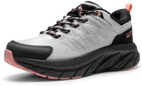 NORTIV 8 Women's Lightweight Hiking Shoes Chunky Tennis Comfortable Non-Slip Trekking Trails Shoes Outdoor Platform Walking Sneakers,Size 9.5,Grey/Pink,SNHS244W