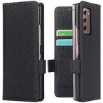 Miimall Leather Case Compatible with Samsung Galaxy Z Fold 2, Premium PU Leather Wallet Case with Credit Card Slot Kickstand Anti-Scratch Shockproof Phone Cover Case for Galaxy Z Fold 2/W21(Black)