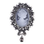 lureme® Vintage Elegant Victorian Lady Beauty Cameo with Crystal Brooch Pin (br000017-2)