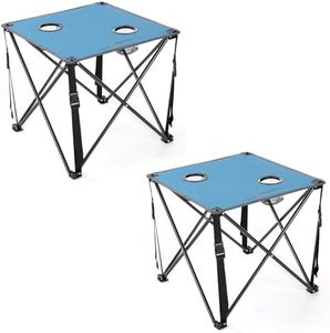 ARROWHEAD OUTDOOR 2-Pack 26” (66cm) Portable Camping Folding Table, 2 Cup Holders, Square, Carrying Case, Steel Frame, High-Grade 600D Canvas