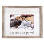 Malden International Designs 4x6 Our Kids Have Paws! Rustic Borders Picture Frame Our Kids Have Paws! Sentiment White MDF Wood Mat With Screenprinted Paw Prints Raised Rustic Brown Outer Wood Moulding