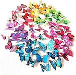 ElecMotive 72 Pcs 6 Packs Beautiful 3D Butterfly Wall Decals Removable DIY Home Decorations Art Decor Wall Stickers & Murals for Babys Bedroom TV Background Living Room (72 pcs in 6 Colors)