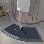NAYAHOSE Curved Bath Mat for Quadrant Shower Cubicle, 10s Super Absorbent Fan-Shaped Foot Pads, Anti-Slip Curved Bathroom Carpet Rugs for Home Hotel, 45x100cm
