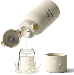 Traenvir Portable Baby Bottle Warmer, Travel-Friendly with Detachable Battery Base, Type-C Fast Charge, 316 Stainless Steel, Touch Control, 8H Constant Temperature, Child Lock, 95-131°F