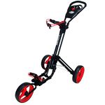 "NEW 2015" SKY MAX QWIK-FOLD 3.0 3 WHEEL GOLF TROLLEY PULL / PUSH CART (Black/Red)