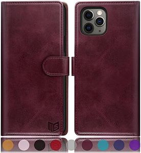 SUANPOT for iPhone 11 Pro Max 6.5" case with [Credit Card Holder][RFID Blocking],PU Leather Flip Book Protective Cover Women Men for Apple 11 Pro Max Phone case Wine Red