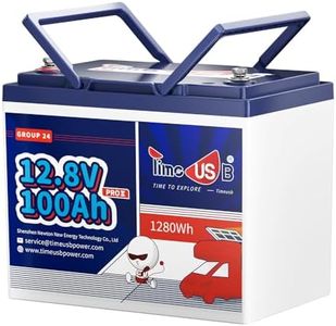 Timeusb 12V 100Ah Group24 Mini LiFePO4 Battery, Grade A Battery Cells, Drop-in Replacement for Lead Acid Battery, 100A BMS, Up to 15000 Cycles, Lithium Battery for RVs, Trolling Motor & Solar System